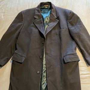 Brooks Brothers 100% Cashmere Navy Blue Overcoat 42Short